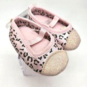 Baby Girls Pink Leopard Print Ballet Flat Shoes 0-3M NWT JJ3733